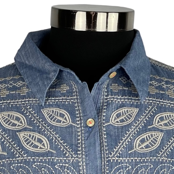 JOHNNY WAS EMBROIDERED COTTON BUTTON DOWN SHIRT - Picture 11 of 15